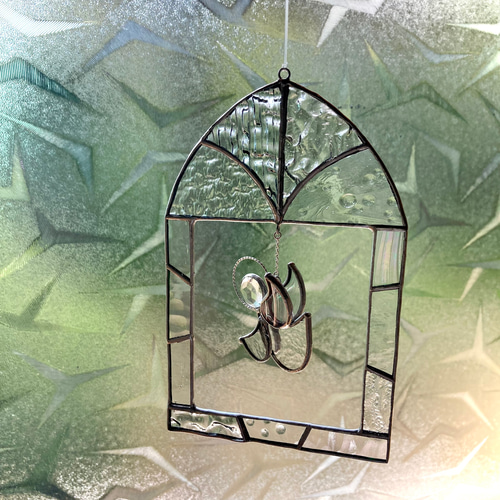 ステンドグラス『窓辺の天使サンキャッチャー•クリア』 サン