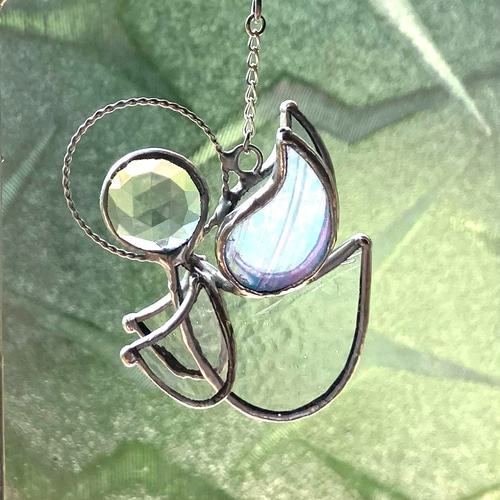 幸運を呼ぶエンジェルモチーフ ステンドグラス サンキャッチャーパネル