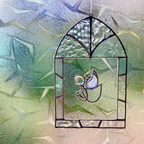 幸運を呼ぶエンジェルモチーフ　ステンドグラス　サンキャッチャーパネル Amazon.co.jp: [SCGEHA] ステンドグラス サンキャッチャー 幸せ