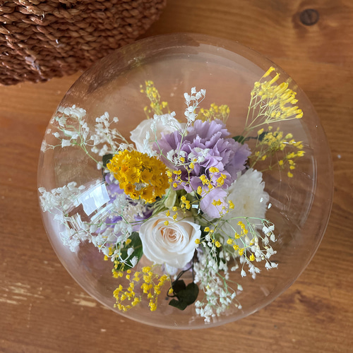 スフィアガラスドーム プリザーブドフラワー ガラスドーム