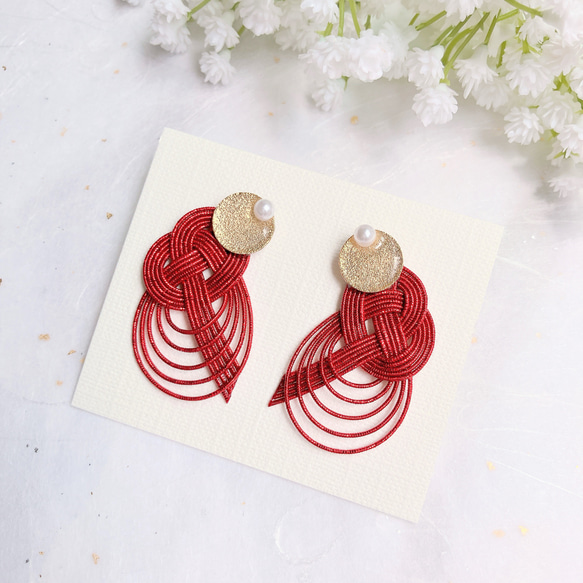 水引 和風 イヤリング ♡ 成人式 卒業式 七五三 ママ にぴったり