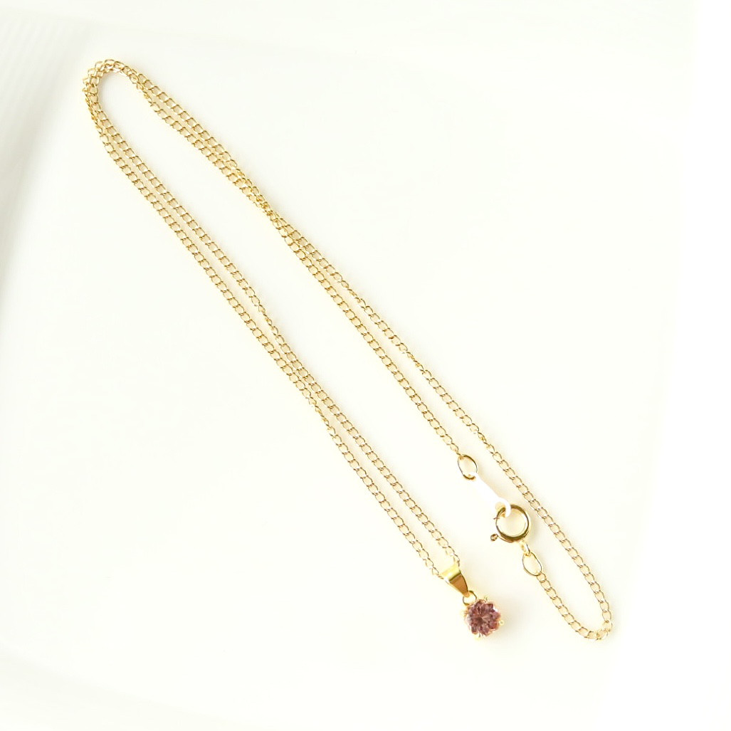 〈14kgf〉ピンクトルマリンの一粒ネックレス