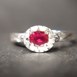 ルビー　天然石　誕生石　７月　リング　一点物　金属アレルギー対応　ハート 　唐草　シルバー９２５ 2枚目の画像