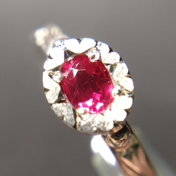 ルビー　天然石　誕生石　７月　リング　一点物　金属アレルギー対応　ハート 　唐草　シルバー９２５ 1枚目の画像