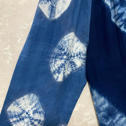 119藍染めパンツ(上げ巻き絞り染め) キュロット・ワイドパンツ  