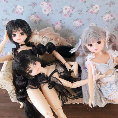 ドール服 リカちゃん 27cmドール 地雷系 水着風セットアップ ドール服 リカちゃん 27cmドール 地雷系 水着風セットアップ