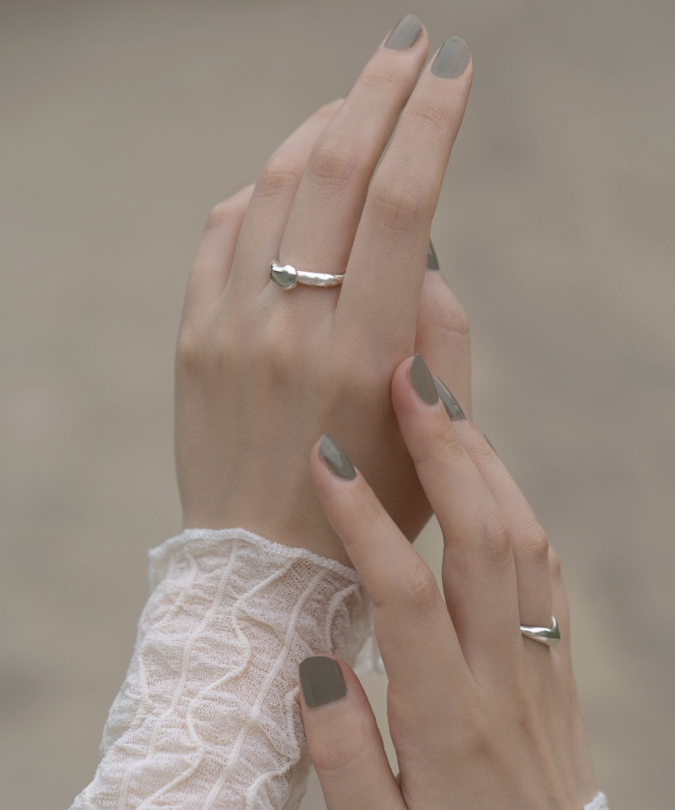 【受注/シルバー】cinnamon ring silver925 無垢 925リング ウェーブ ストーン セミマット