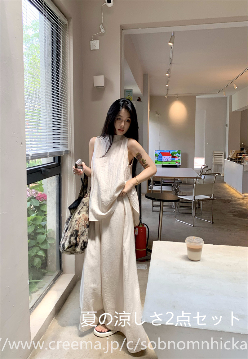 上着+キュロットパンツを組み合わせた服装 ， 簡単な， #足長効果だるいリラックス感カジュアルスーツ女性ゆったりノースリ 5,250円