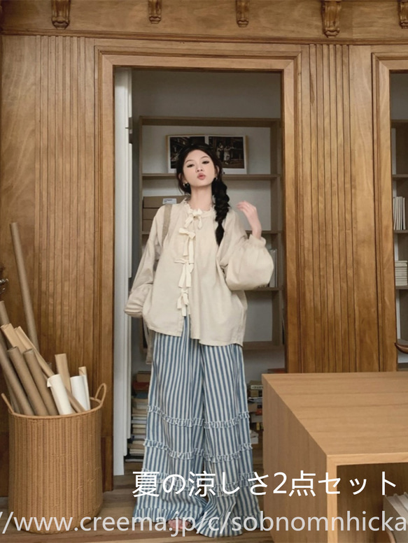 上着+キュロットパンツを組み合わせた服装 ， 簡単な，ふくらはぎを