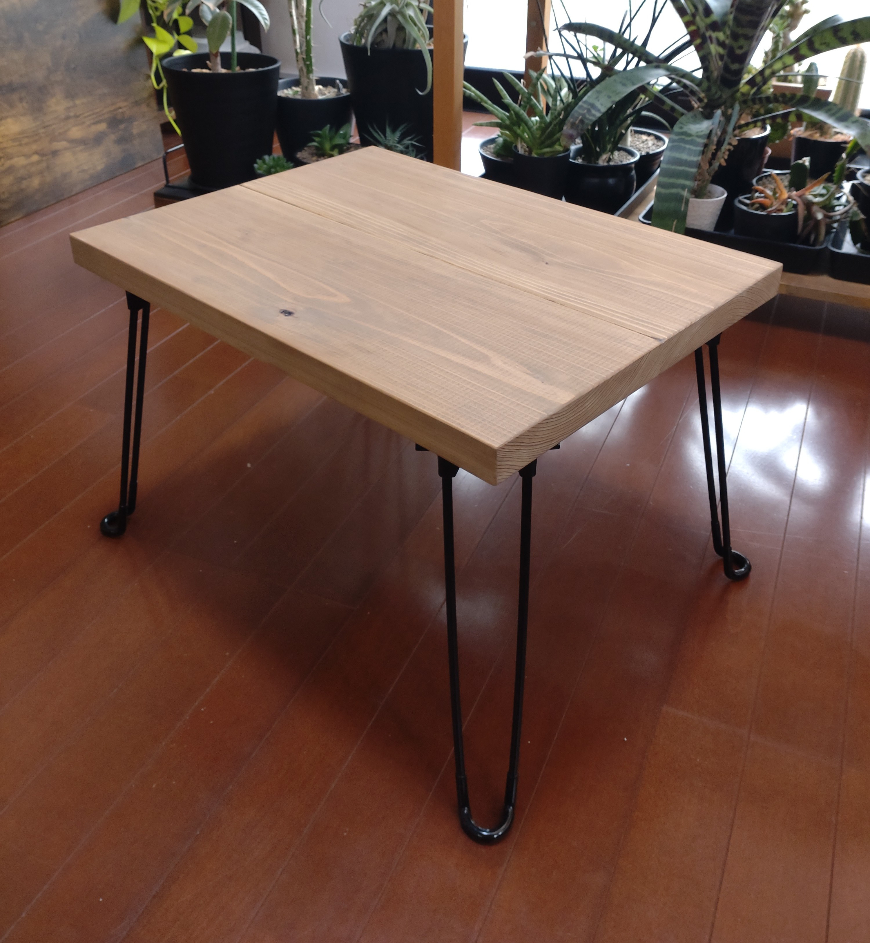 ホワイトオーク無垢材 タフまる対応アイアンテーブル キャンプテーブル