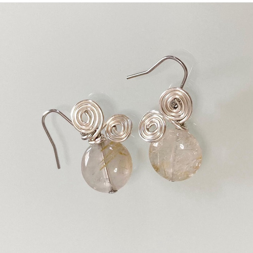 ルチルクォーツのデザインピアス ピアス（その他） 有 通販｜Creema  