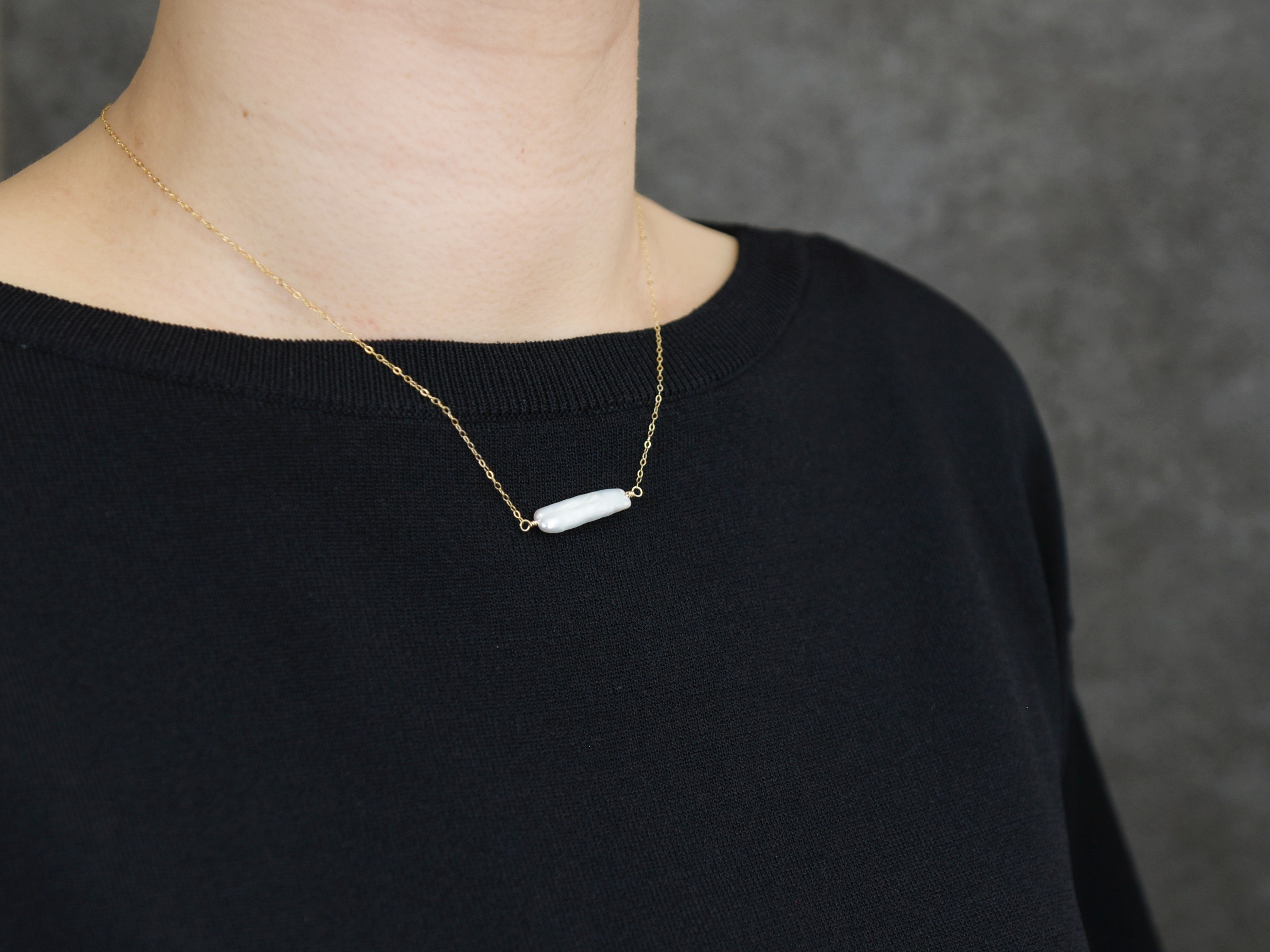 ▶︎ネックレス 14kgf ▶︎淡水パール(ケシパール、淡水真珠) ホワイト(白)