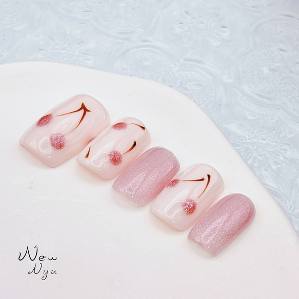 ネイルチップ オーダー さくらんぼ マグネット ガーリー フルーツ