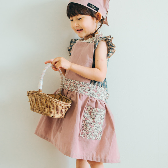 エプロン 三角巾 子供 キッズ ヨーロッパ リネン 麻 セット