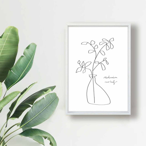 シンプルライン 花 イラスト ポスター A4 A3 A2 A1 アート アート