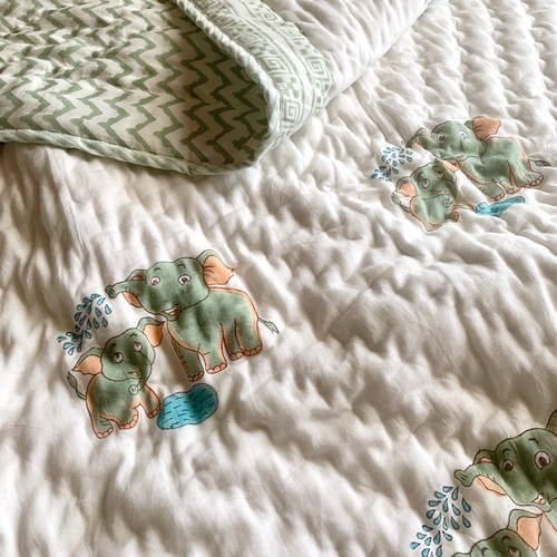 インドキルト布団　ブロックプリント 良質インド綿 ブロックプリント ハンドキルト布団 その他インテリア