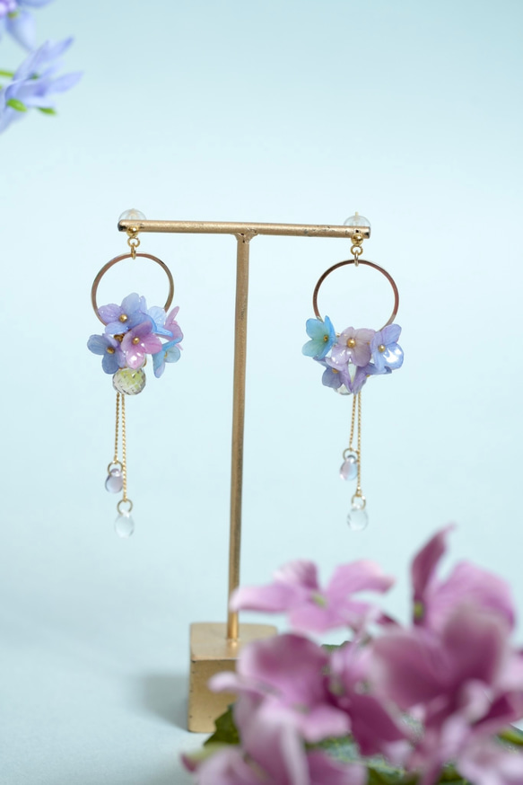 紫陽花2wayピアス/イヤリング 1枚目の画像