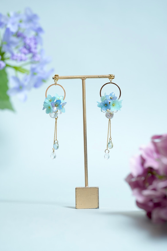 紫陽花2wayピアス/イヤリング 3枚目の画像