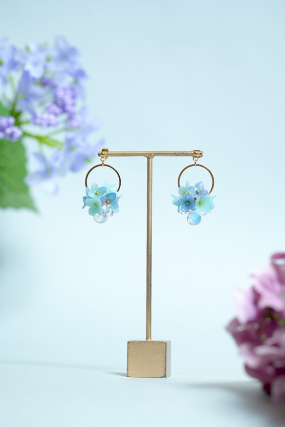 紫陽花2wayピアス/イヤリング 5枚目の画像