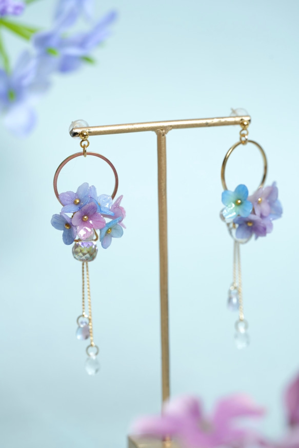 紫陽花2wayピアス/イヤリング 2枚目の画像