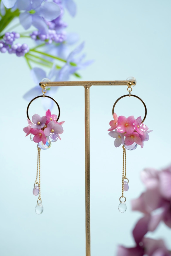 紫陽花2wayピアス/イヤリング 7枚目の画像