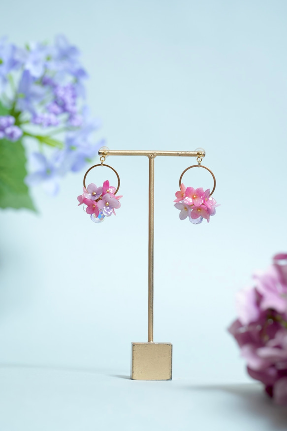 紫陽花2wayピアス/イヤリング 8枚目の画像