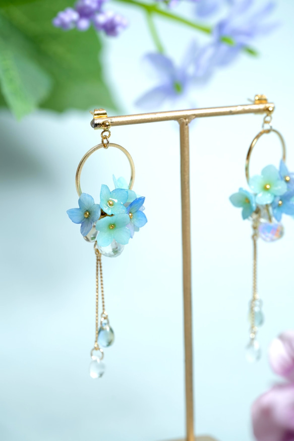 紫陽花2wayピアス/イヤリング 4枚目の画像