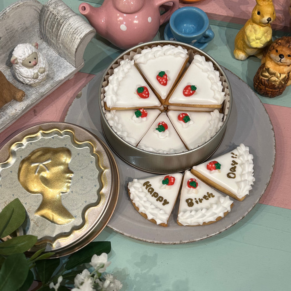 ケーキ缶＊アイシングクッキー缶＊お誕生日やお祝い、おもたせも‼︎ 1枚目の画像
