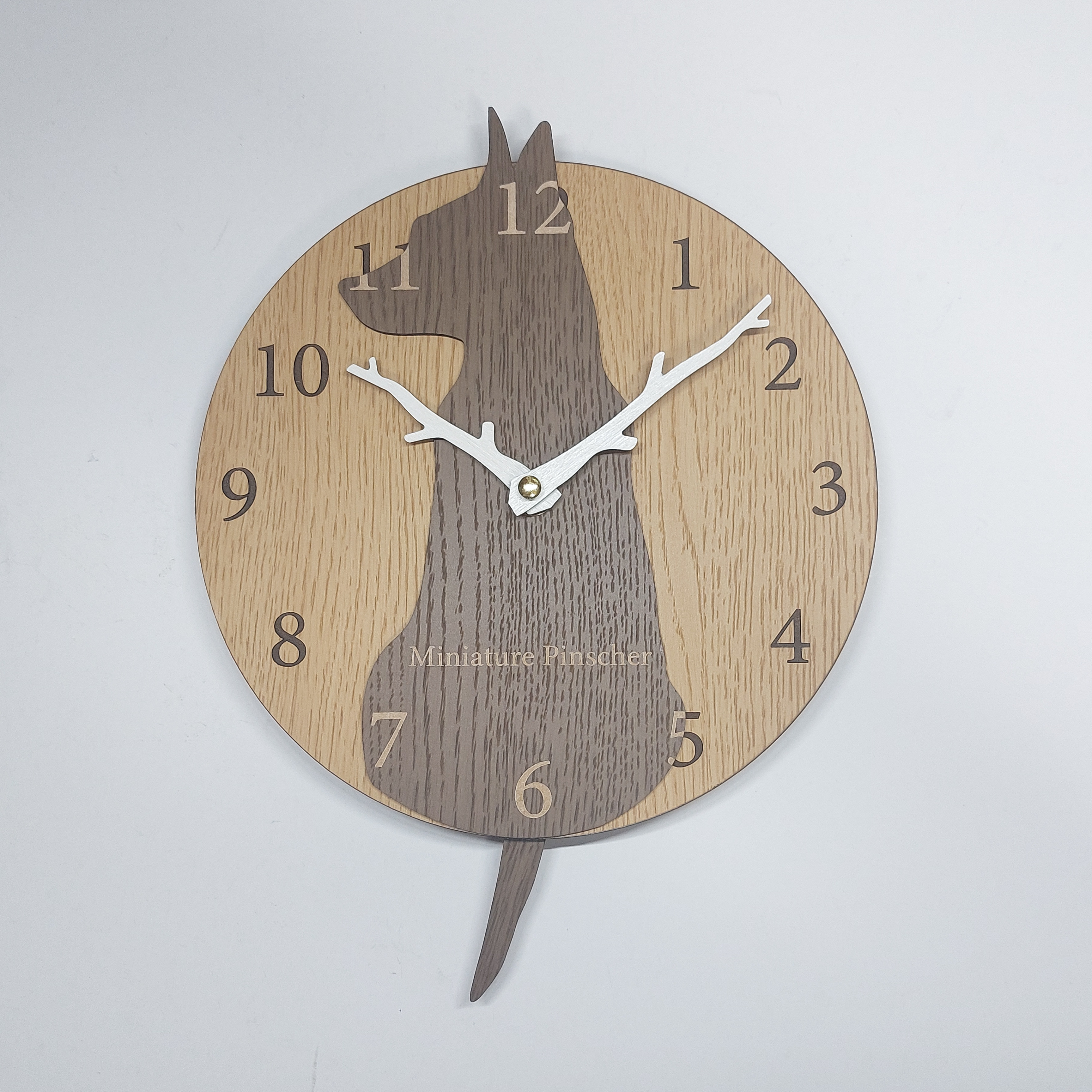 【期間限定値下げ】名入れ　しっぽ 振り子・はみ出し掛け時計 ミニピン　黒 期間限定値下げ3000円引き】名入れ・文字入れ しっぽが振り子