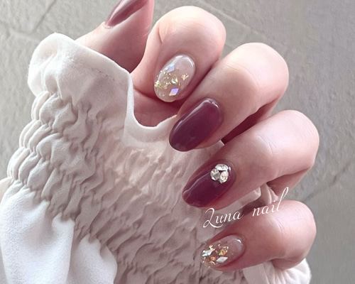 taquyumyaページ ネイルチップ うるつやくすみピンク✨金箔ラメネイル ネイルチップ（つけ爪