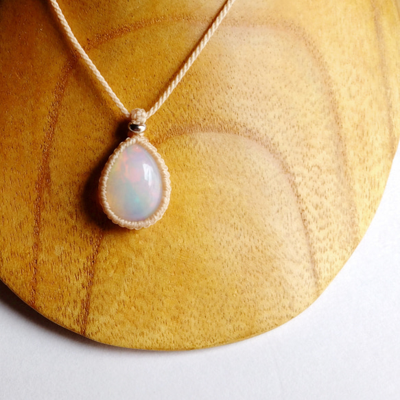 オパールのマクラメネックレス シェルスモーキークォーツ・オパールの