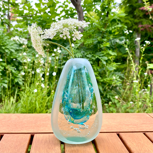 Baccarat バカラ クリスタル オセアニア グリーン ベース 花瓶一輪挿し