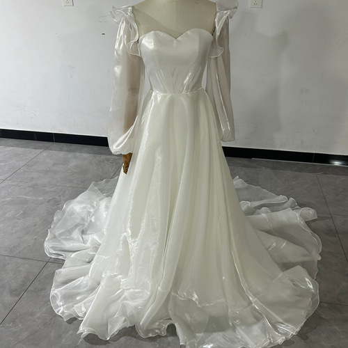 フランス風 キャミソール パーティードレス オフホワイト 取り外し袖  