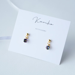 ミスティックトパーズの揺れる一粒ピアス ４ｍｍ　11月誕生石　サージカルステンレス　金属アレルギー対応　つけっぱなしOK 5枚目の画像