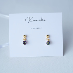 ミスティックトパーズの揺れる一粒ピアス ４ｍｍ　11月誕生石　サージカルステンレス　金属アレルギー対応　つけっぱなしOK 2枚目の画像