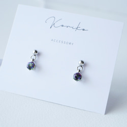 ミスティックトパーズの揺れる一粒ピアス ４ｍｍ　11月誕生石　サージカルステンレス　金属アレルギー対応　つけっぱなしOK 7枚目の画像