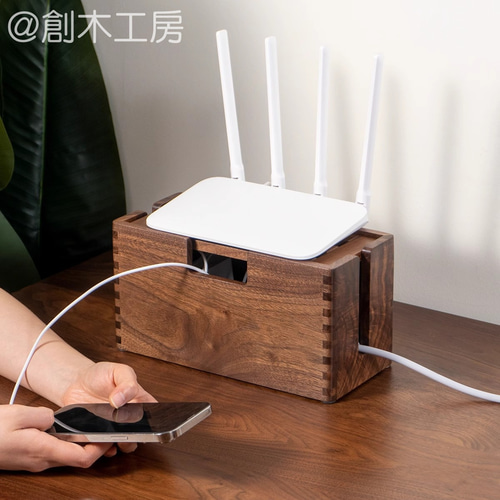 木製 ケーブル配線整理用 ルーター収納ケース テーブル・タップ