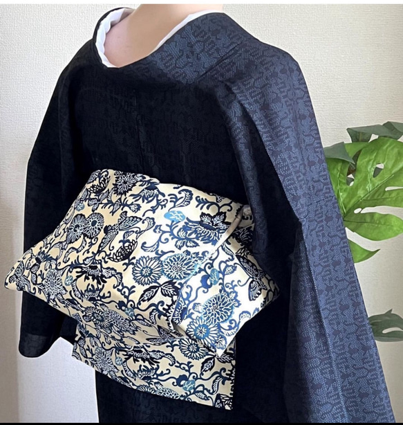 再出品！　紅型プリント名古屋帯（レース半衿付き） 