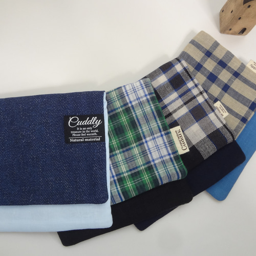 大きめ*チェック*やわらかガーゼハンカチ4枚セット ハンカチ・手ぬぐい  