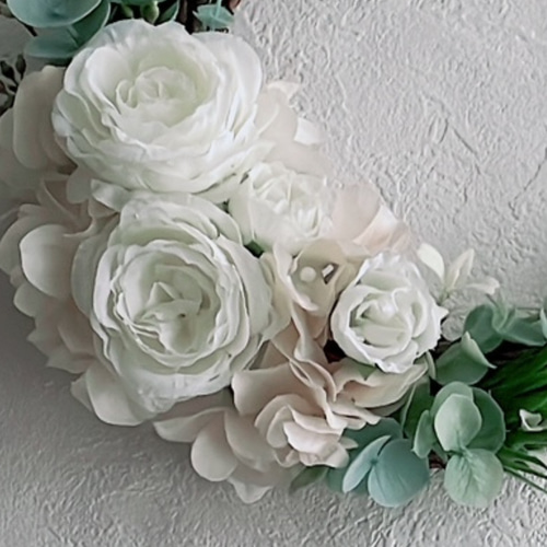 クレセントリース 白&グリーン 三日月 アーティフィシャルフラワー