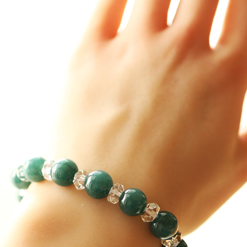 希少‼️天然翡翠　ロウカン質極上氷陽緑翡翠18kビーズ入り【福気満々】ブレスレット セミオーダー/本数限定]高品質++ミャンマー産本翡翠ブレスレット（約