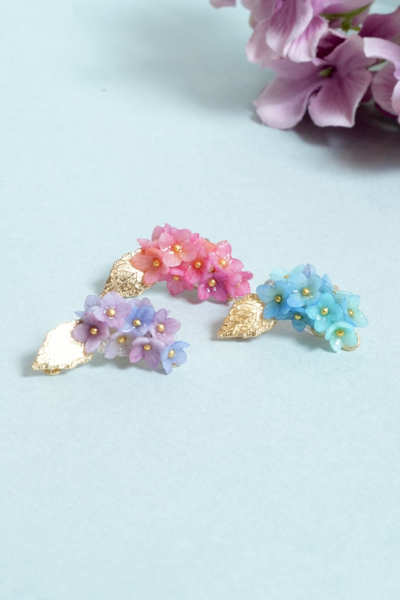 紫陽花のイヤーカフ 4枚目の画像