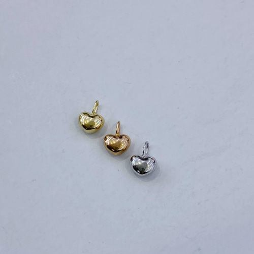 18Kk18YG AU750 18金 3mm~9mmの3色ゴールドハートペンダントトップ