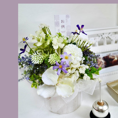 お供えアレンジメント ピック付き 送料無料 造花 CT触媒加工 お供え