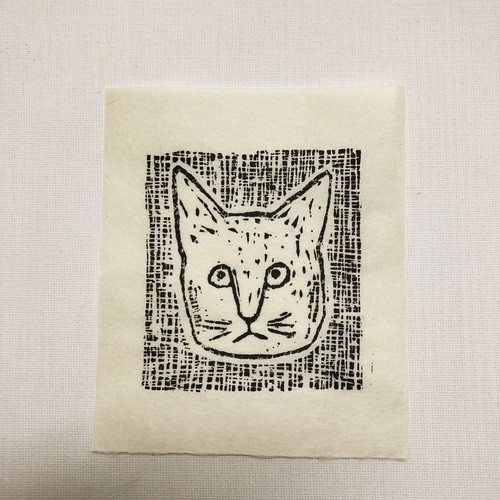 ねこ顔-5 手摺り木版画 版画 nekoten 通販 17998429｜Creema