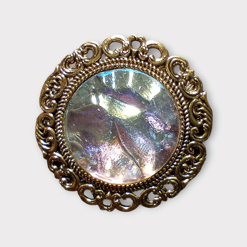 送料無料＞ロック加工ドイツヴィンテージのブローチ （クリアAB