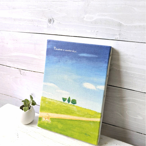 風景画『明日は明日の風が吹く』キャンバスプリント 猫 空 名言 絵
