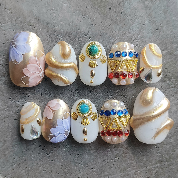 受注製作】 エジプト 踊り子 ネイルチップ No.213 ネイルチップ（つけ  