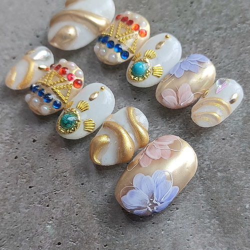 受注製作】 エジプト 踊り子 ネイルチップ No.213 ネイルチップ（つけ  