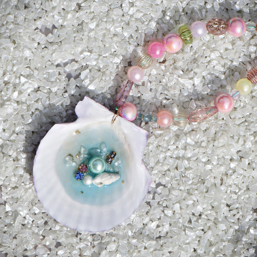 大きな貝殻のネックレスキット☆candy pink☆夏休み工作 キット La